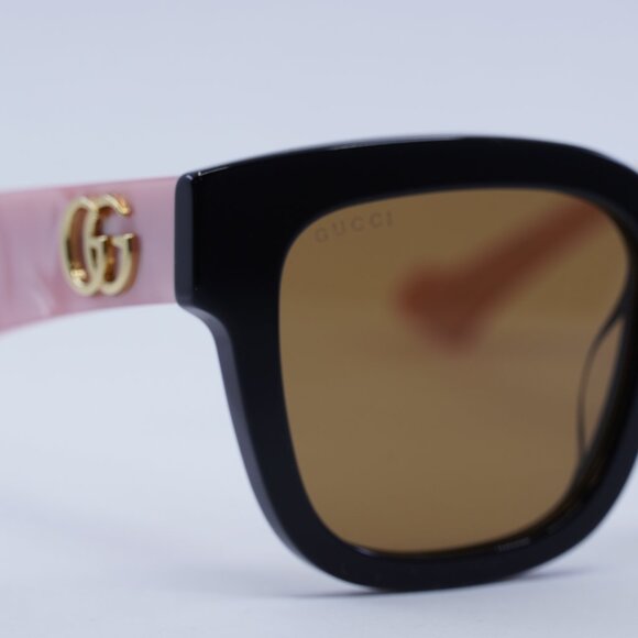 Gucci GG0998S 005 Sunglasses Black/Pink Square Frame, Brown Lenses main image 5